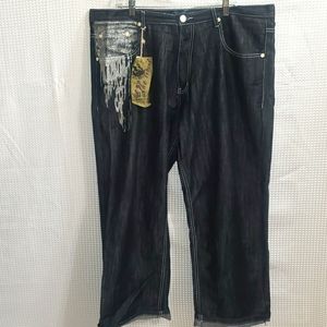 BTL Beyond the Limit Men's Jeans Silver Glitter Baggy Pants Size- W42 L31 NWT